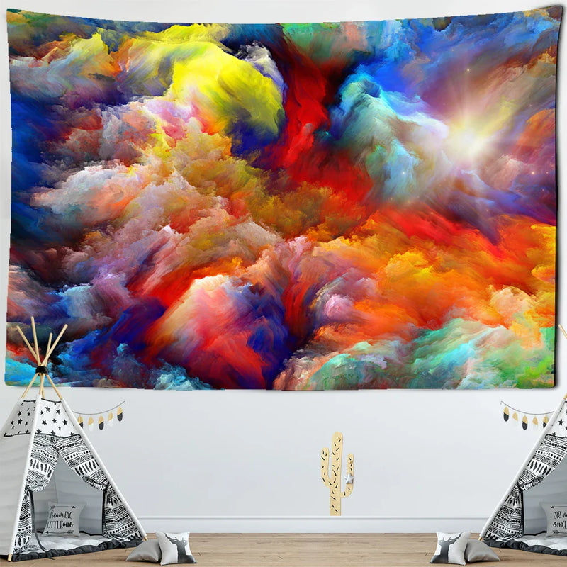 Afralia™ Colorful Clouds Tapestry Wall Hanging & Beach Throw: Boho Camping Travel Home Decor