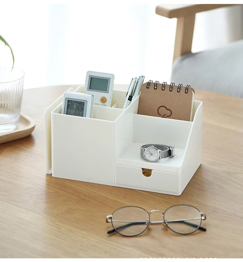 Afralia™ Pencil Holder Desk Organizer Office Storage Box ABS Pen Stand Office Supplies
