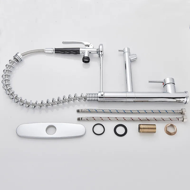 Afralia™ Brushed Nickel Spring Kitchen Faucet Single Handle 360 Rotation Mixer Tap