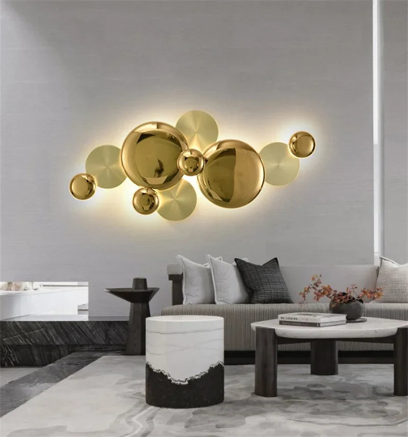 Afralia™ Nordic Modern Gold Wall Sconce Creative Design for Living Room Bedroom