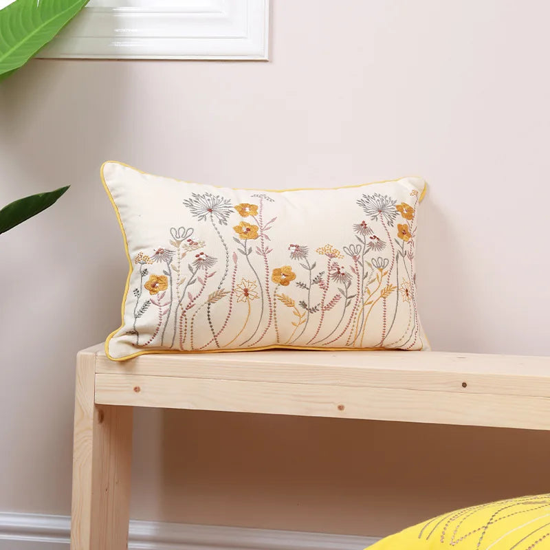 Afralia™ Dandelion Floral Yellow Pillow Cover for Home Decor