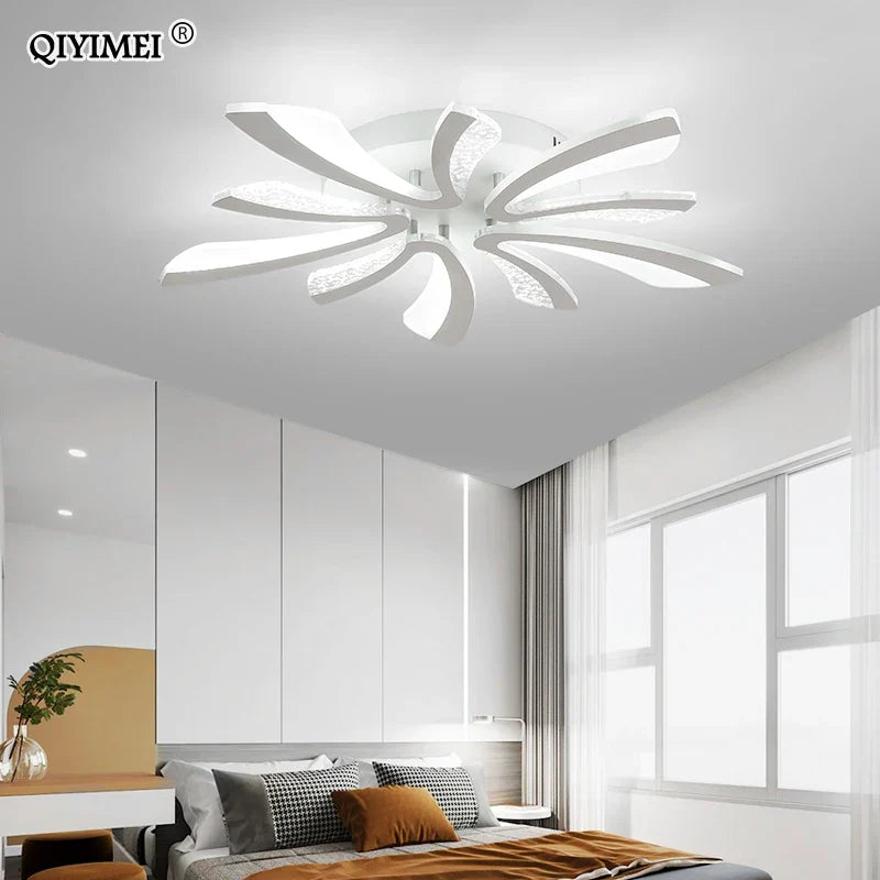 Afralia™ LED Ceiling Chandelier Lights for Living Room Bedroom Dining Study White Black