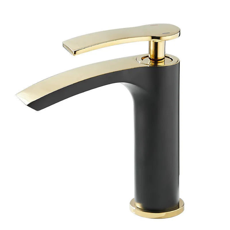 Afralia™ Brass Bathroom Basin Faucet Cold Hot Water Mixer Sink Tap Deck Mounted