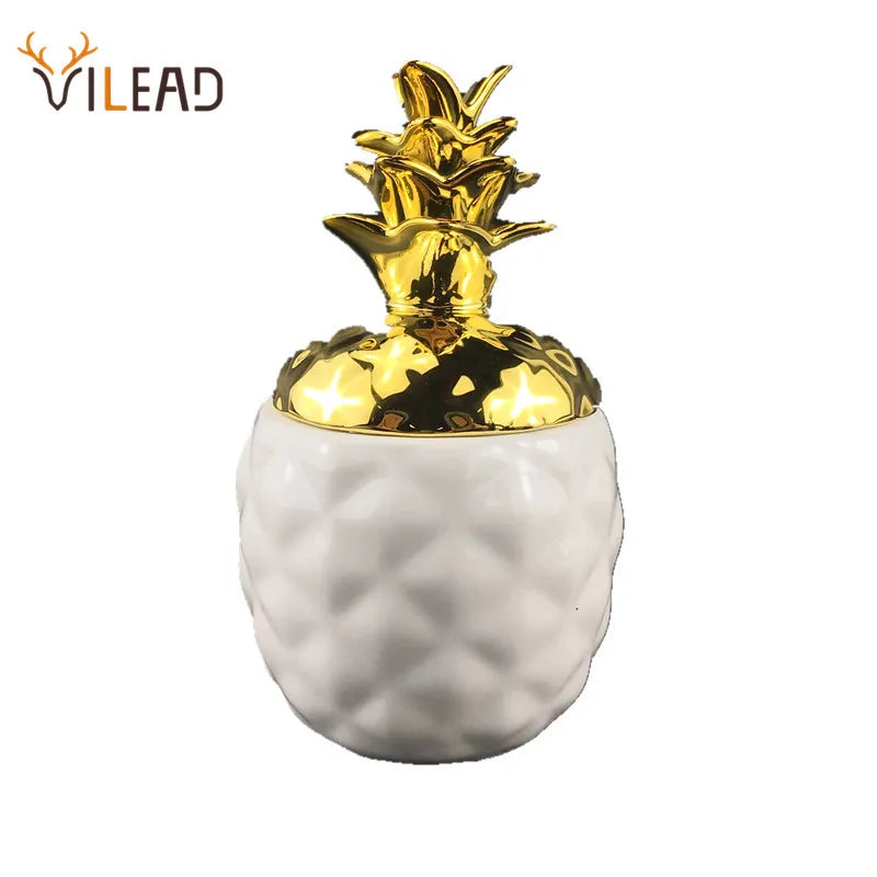 Afralia™ Porcelain Pineapple Jars Set: Decorative Ceramic Storage Containers & Jewelry Plates Tray