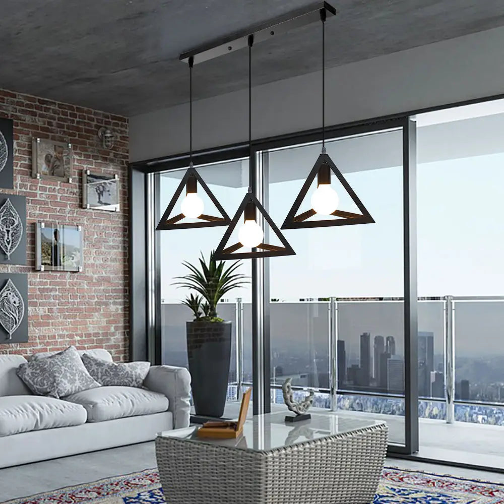 Afralia™ Modern Black Cage LED Pendant Light for Home \u0026 Commercial Lig, image size:1000x1000