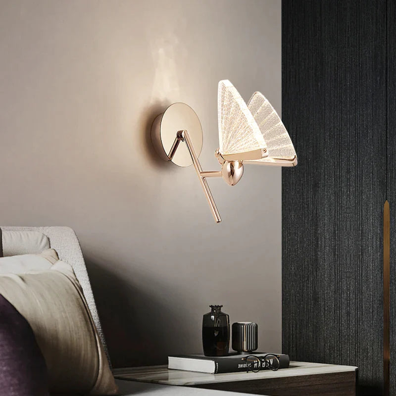 Afralia™ Nordic Butterfly Wall Lamp LED Modern Bedroom Decoration Light