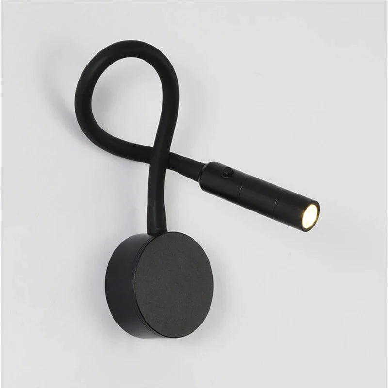 Afralia™ LED Reading Wall Lamp 3W Flexible Hose Sconce for Bedroom Study & Book Light