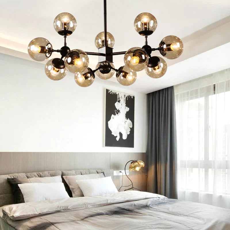 Afralia™ Glass Ball Pendant Lamp: Modern Industrial Loft Iron Luminaria Light