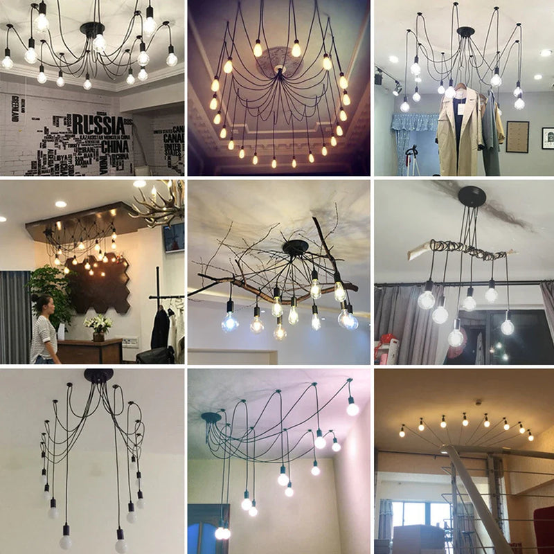 Afralia™ Vintage Industrial Spider Chandelier Ceiling Pendant Light - DIY Art Suspension Decor