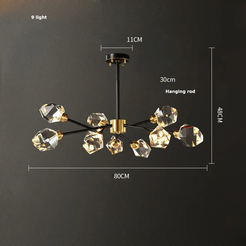 Afralia™ Crystal Copper Chandelier Lighting for Dinning Room