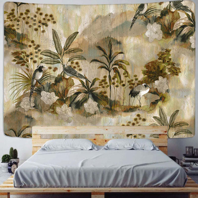 Tropical Plant Printed Tapestry Wall Hanging for Home Décor by Afralia™