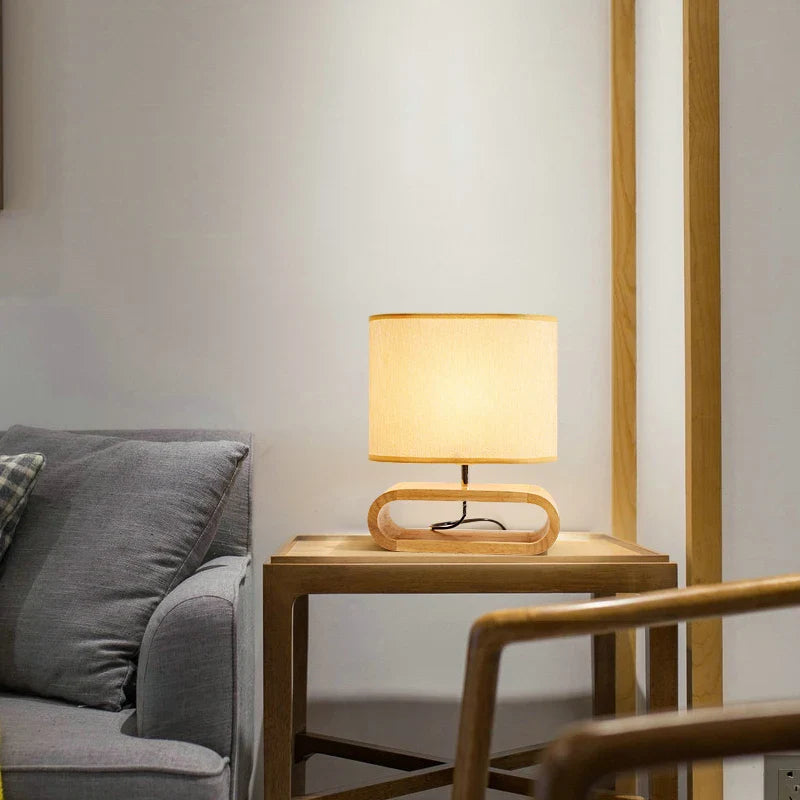 Afralia™ Nordic Wood Table Lamp with Cloth Lampshade for Living Room Bedroom
