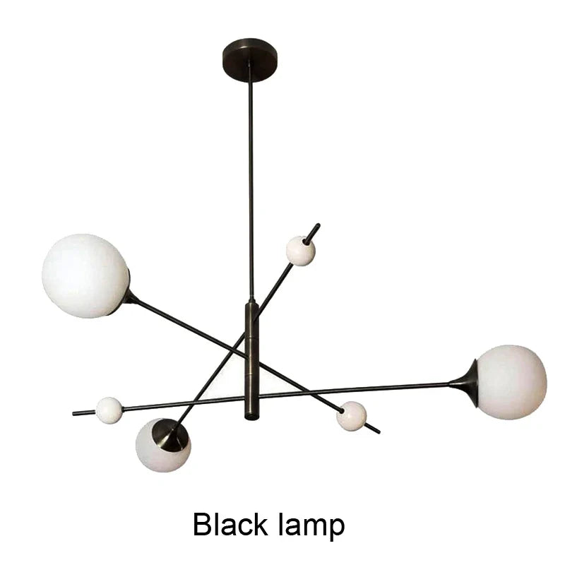 Afralia™ Orbital LED Sputnik Chandelier, 3-Tier Glass Globe, Rotatable Metal Pipe