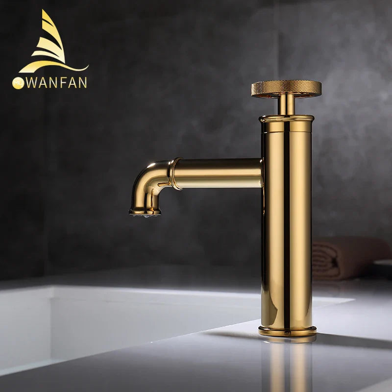 Afralia™ Matte Black Brass Basin Faucet Retro Industrial Style Hot Cold Mixer Tap