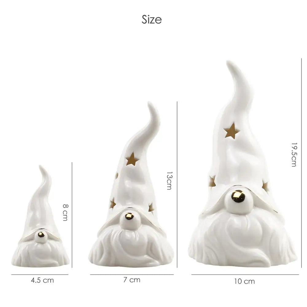 Afralia™ Santa Claus Ceramic Figurines: Nordic White Christmas Decor & Night Ornament.
