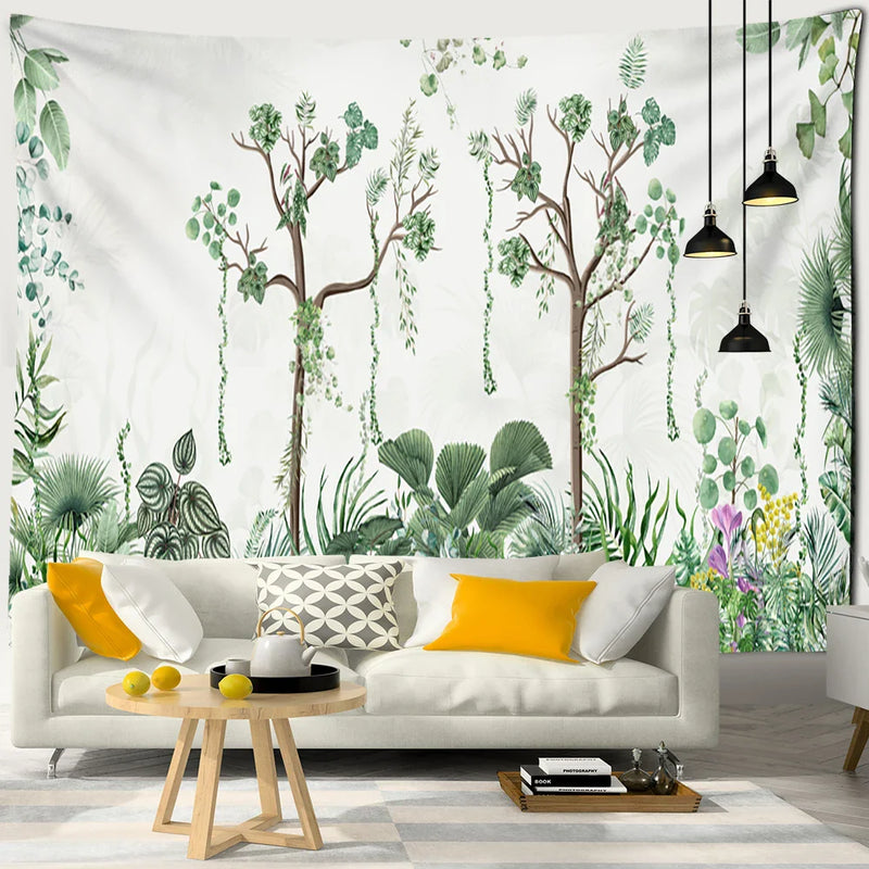 Afralia™ Banana Tree Mist Tapestry Wall Hanging Boho Hippie Polyester Home Decor