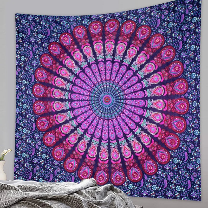 Afralia™ Vintage Gradient Mandala Tapestry: Hippie Bohemian Decor Sheet & Yoga Mat