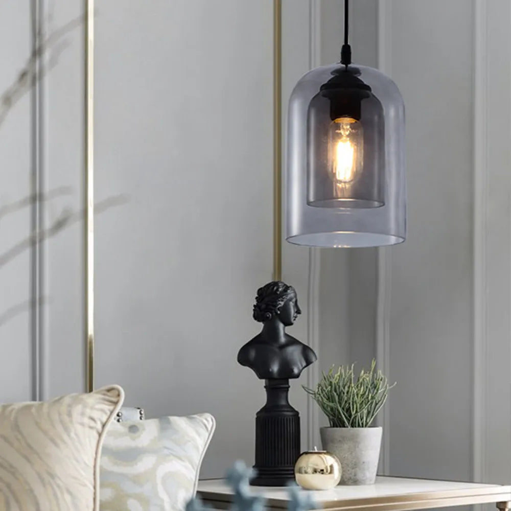 Afralia™ Smoke Grey Glass Chandelier for Living room Bedroom Kitchen Coffee Shop Light