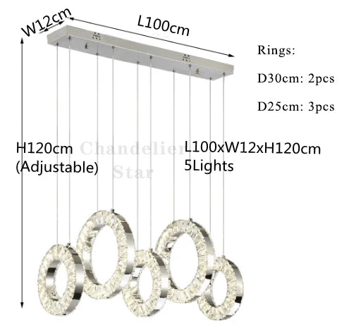 Afralia™ LED Crystal Chandelier Stainless Steel Pendant Light for Living Room