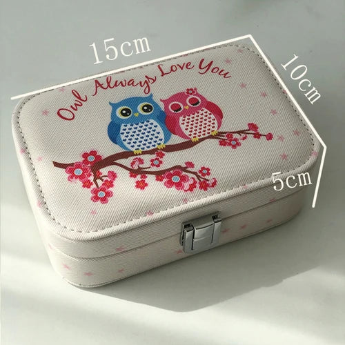 Afralia™ Owl Makeup Box with Mirror & Jewelry Organizer