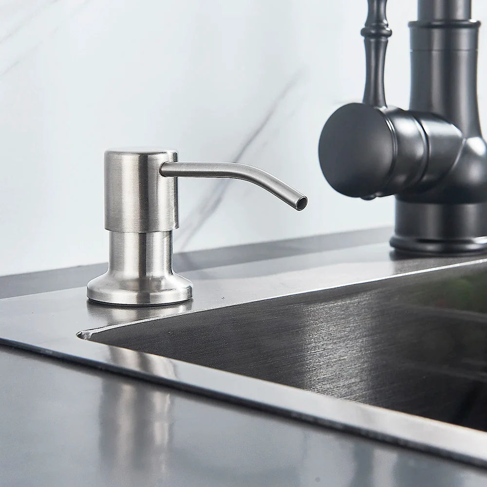 Afralia™ Matte Black Stainless Steel Kitchen Soap Dispenser 250ML - Deck Mount