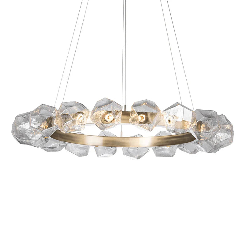 Afralia™ Stone Design G4 LED Round Chandelier for Modern Foyer Lighting