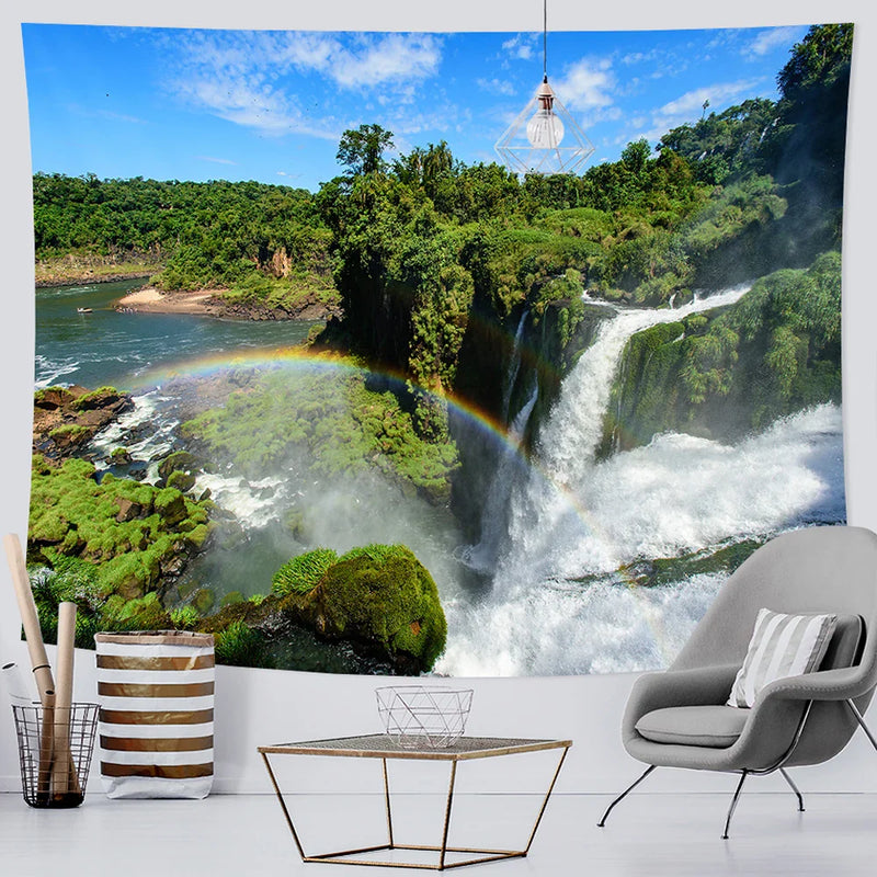 Boho Chic Afralia™ Forest Waterfall Tapestry - Large Sofa Blanket & Yoga Mat