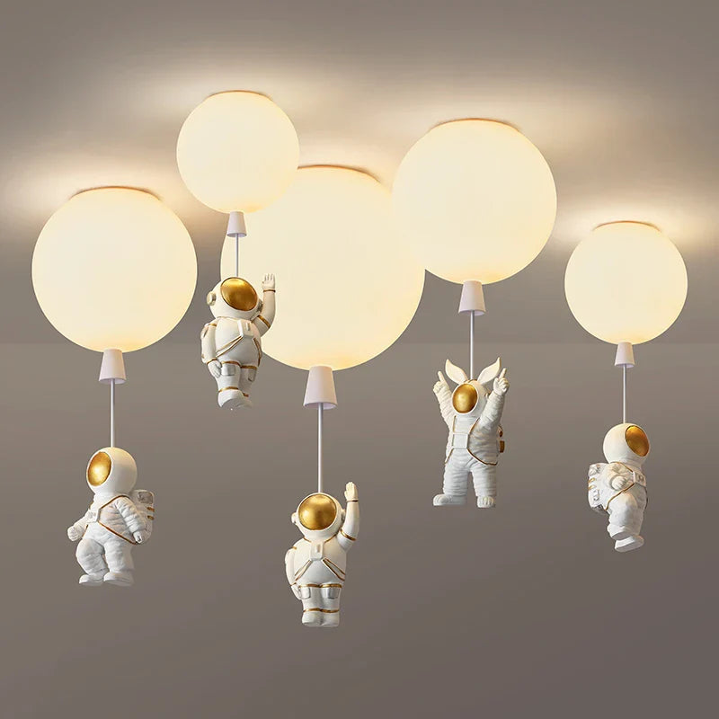 Afralia™ Astronaut Balloon LED Pendant Light for Children's Nursery Room