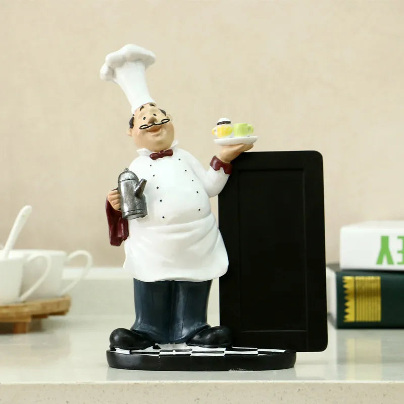 Afralia™ Chef Mustache Figurine for Kitchen Decor - 24cm Resin Message Board & Table Ornament