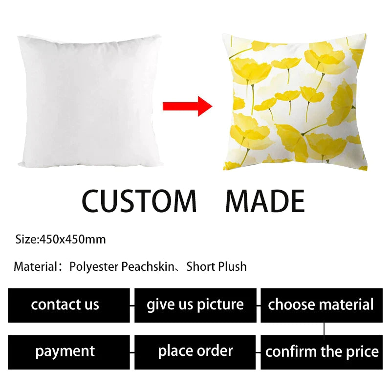 Afralia™ Yellow Flower Leaves Peach Skin Pillow Case for Home Décor