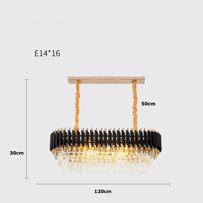 Afralia™ Crystal Black Clear LED Chandelier Lighting for Staircase Foyer