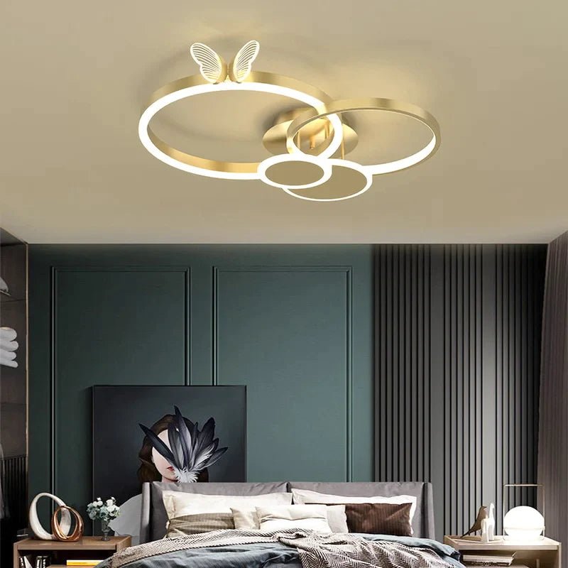 Afralia™ Butterfly Light: Modern Round Ceiling Lamp for Light Luxury Living Room, 2024 New Model