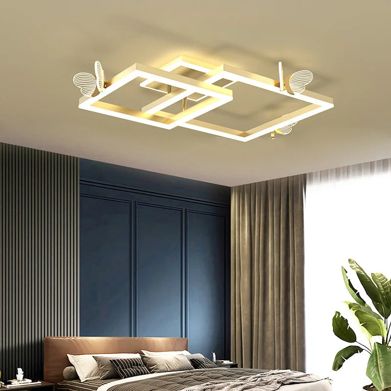 Afralia™ Butterfly Ceiling Lamp: Modern Rectangular Living Room Light for Master Bedroom