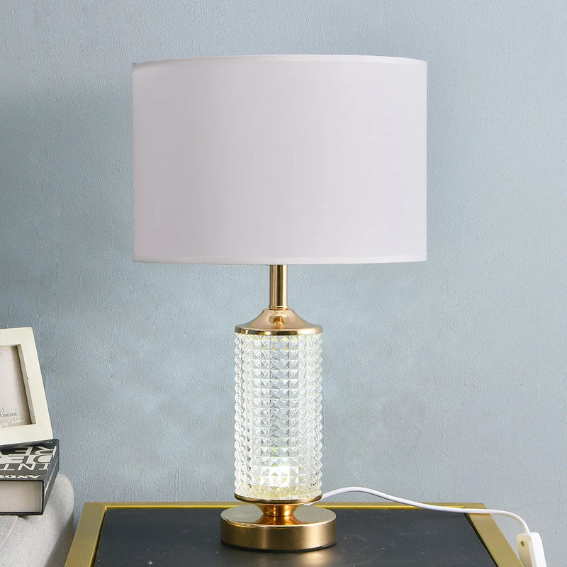 Afralia™ Clear Crystal Glass LED Table Lamp for Bedroom and Living Room