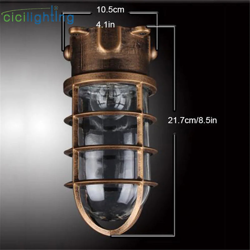 Afralia™ Clear Glass Jar Ceiling Lamp for Bathroom Kitchen Outdoor - Waterproof Caged Mount