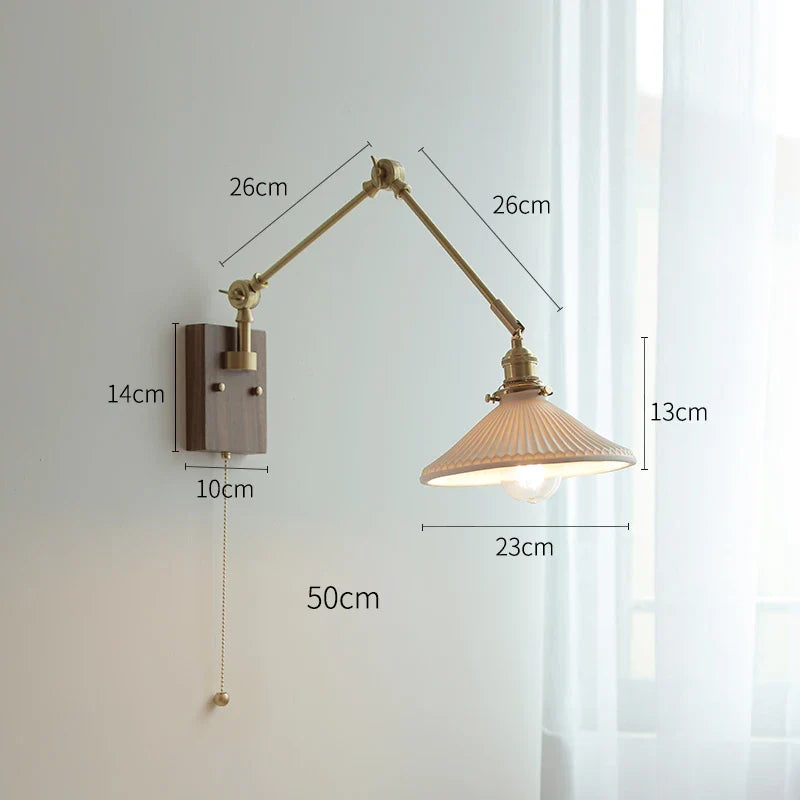 Afralia™ Copper Swing Arm Wall Lamp Sconce - LED Wall Light for Bedroom Living Room