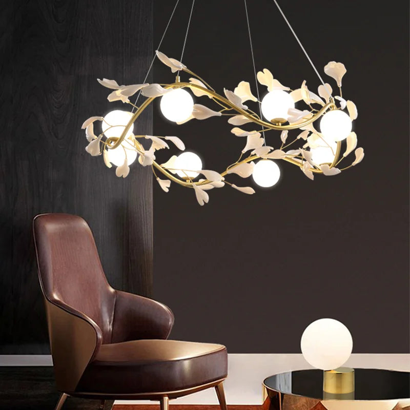 Nordic Glass Ball Chandelier with Petals by Afralia™ - Luxury Interior Lighting