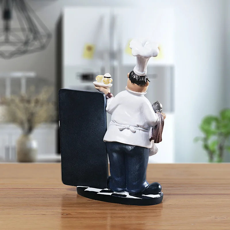 Afralia™ Chef Mustache Figurine for Kitchen Decor - 24cm Resin Message Board & Table Ornament