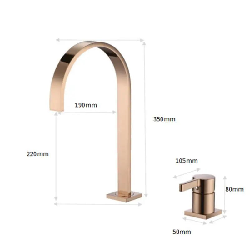 Afralia™ Brushed Gold Basin Faucet: 360 Rotating Two Hole Widespread Bathroom Sink Tap