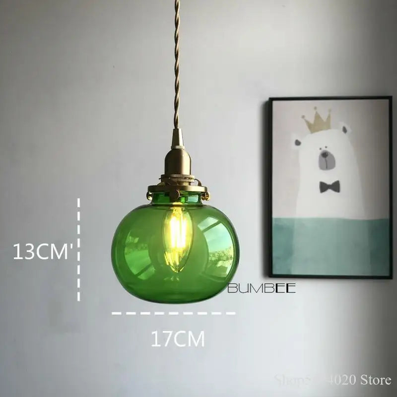 Afralia™ Brass Glass Pendant Chandelier, Retro Design, E27, Bedroom Bar Hanging Light