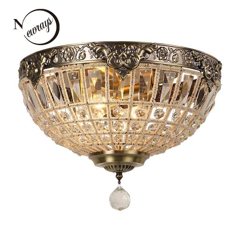 Afralia™ Vintage Crystal Ceiling Lamp for Living Room, Bedroom, Hotel - Bronze Metal EU 220V