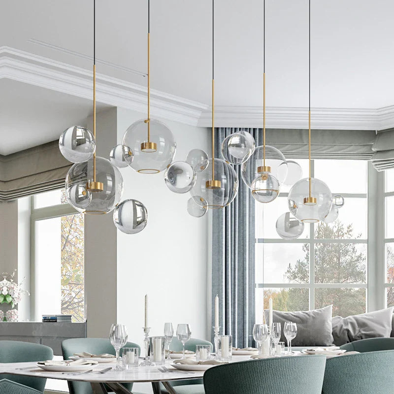 Afralia™ Frosted Glass Ball Pendant Light for Dining Room and Kitchen Decor