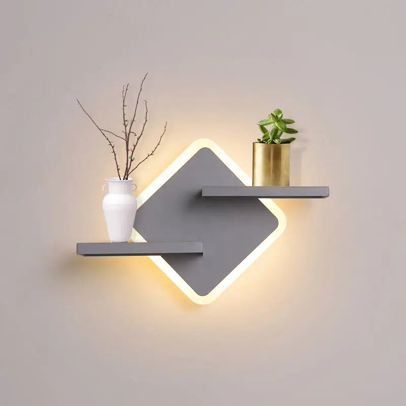 Afralia™ Nordic Loft Bed Desk & Shelf Sconces Modern Double Wall Light Square LED Lamp