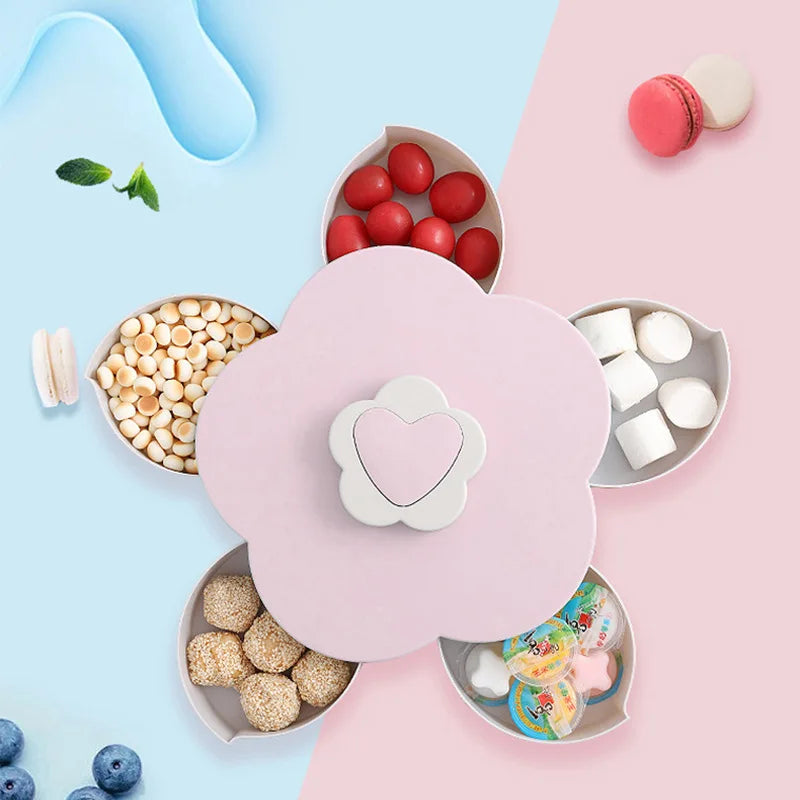 Afralia™ Rotating Petal Candy Box Snack Tray Nut Storage Organizer