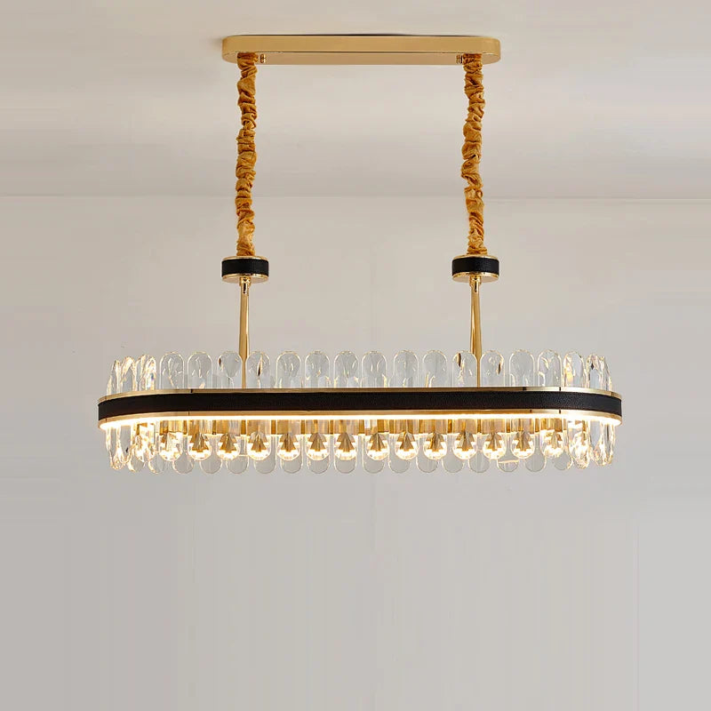 Afralia™ Gold Stainless Steel Crystal Chandelier for Dinning Room