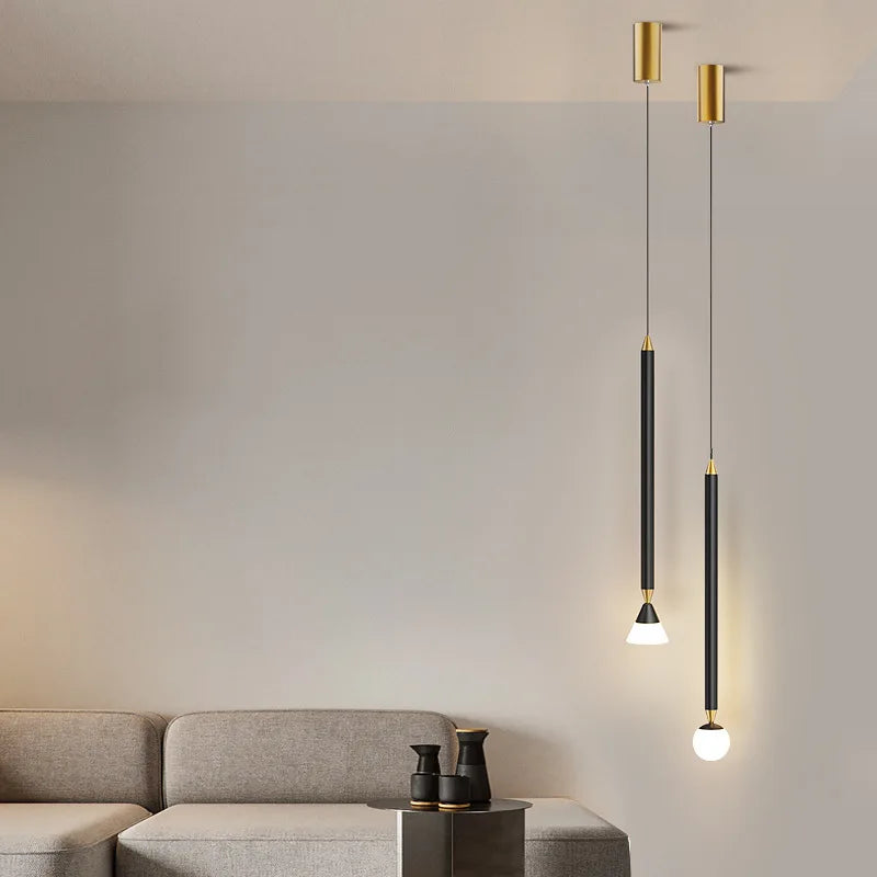 Afralia™ Black Gold Hanging Nordic Lamp with Long Cable for Bedroom Sconces