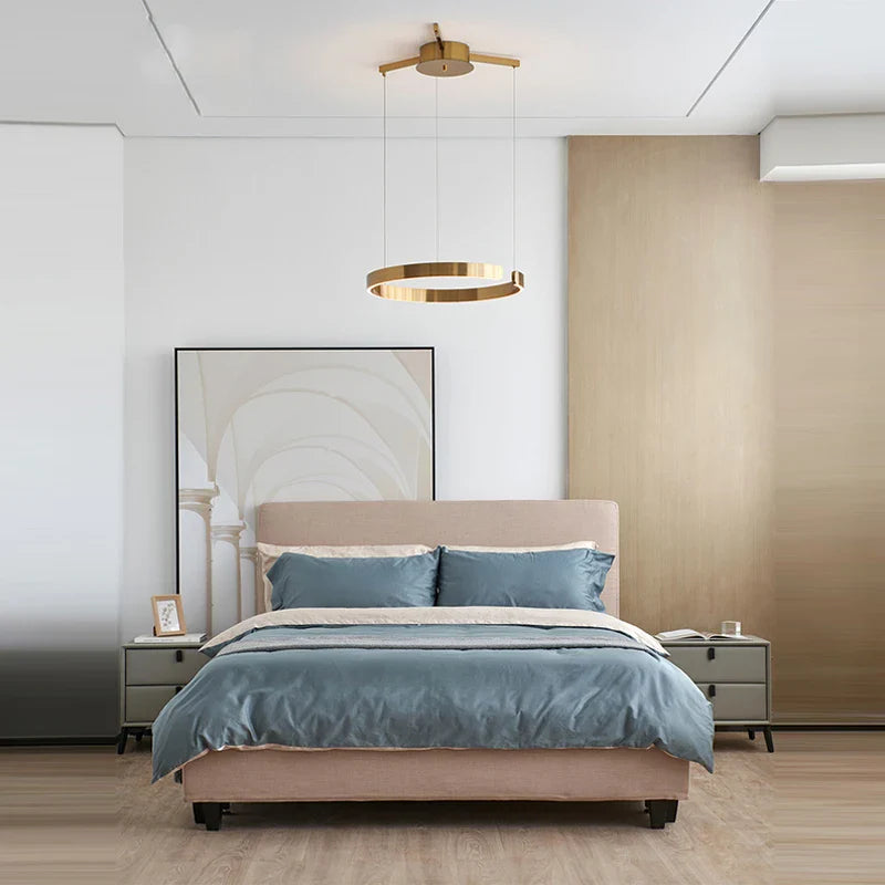 Afralia™ LED Chandelier: Round Rings Pattern, Gold, Modern Design for Living, Dining, Bedroom, Kitchen.