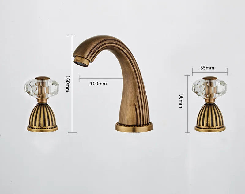 Afralia™ Antique Bronze Widespread Basin Faucet 3 Hole Mixer - Hot/Cold Water Tap