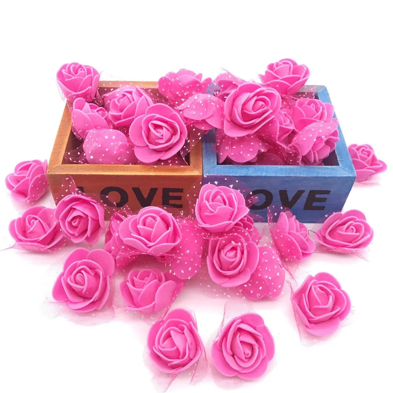 Afralia™ Handmade Foam Rose Flower Heads | 100Pcs Wedding Craft Decoration