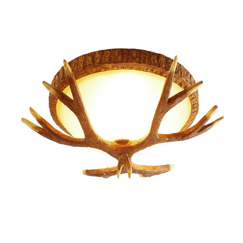 Afralia™ Antler Resin Glass Ceiling Light American Country Retro Style Home Decor